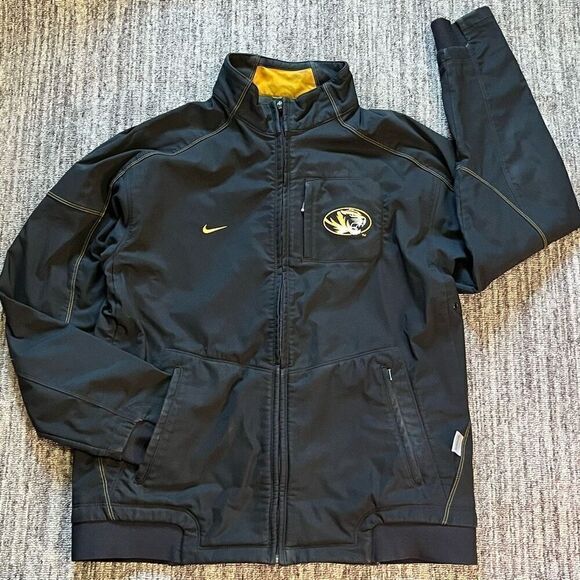 Nike Mens Jacket Large Black Missouri Tigers Full Zip‎ Mock Neck Sports Mizzou * - Picture 1 of 13